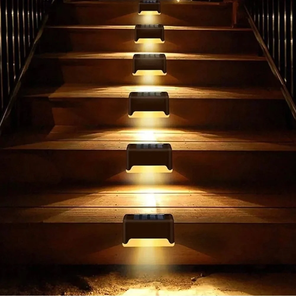 Solar Step Lights Pack — Brown Outdoor LED Stair Lanterns